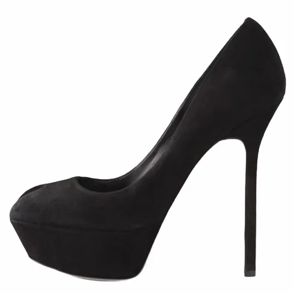 new Sergio Rossi ༄ Cachet Peep Toe Stiletto Platform Pumps ༄ Chocolate Suede 37 - Picture 15 of 16